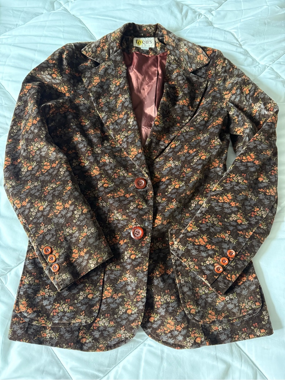 Vintage Focus Size 10 Brown Floral Blazer Whimsigoth Dark Academia Jacket